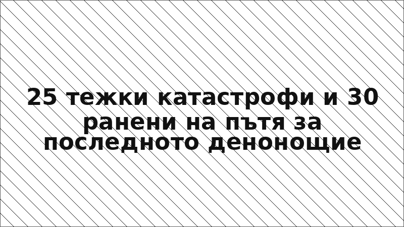 25 тежки катастрофи и 30 ранени на пътя за последното денонощие