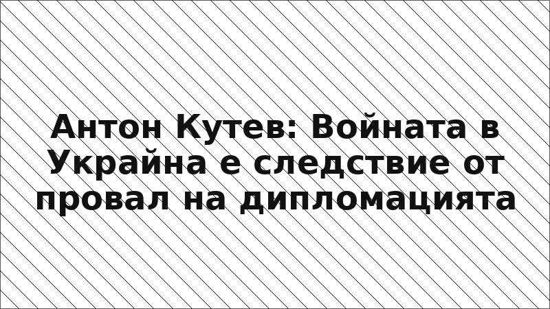 Антон Кутев: Войната в Украйна е следствие от провал на дипломацията