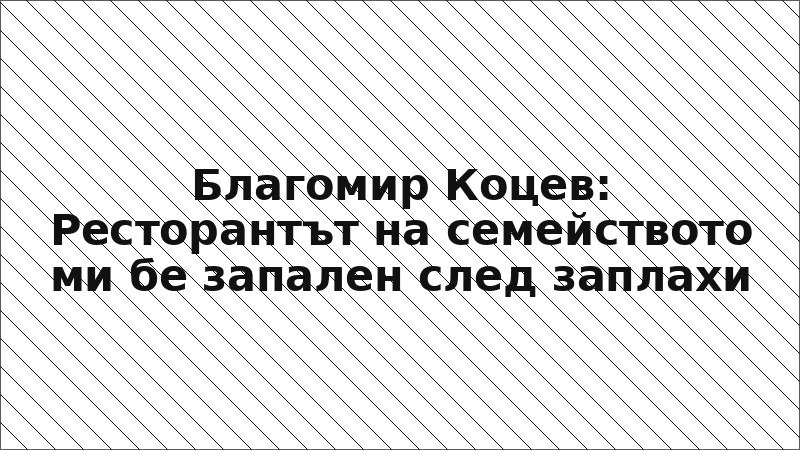 Благомир Коцев: Ресторантът на семейството ми бе запален след заплахи