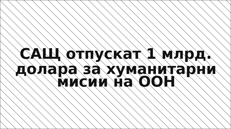 САЩ отпускат 1 млрд. долара за хуманитарни мисии на ООН