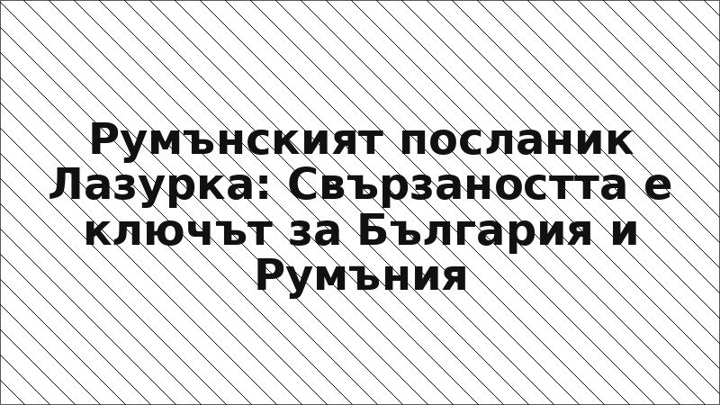 Румънският посланик Лазурка: Свързаността е ключът за България и Румъния