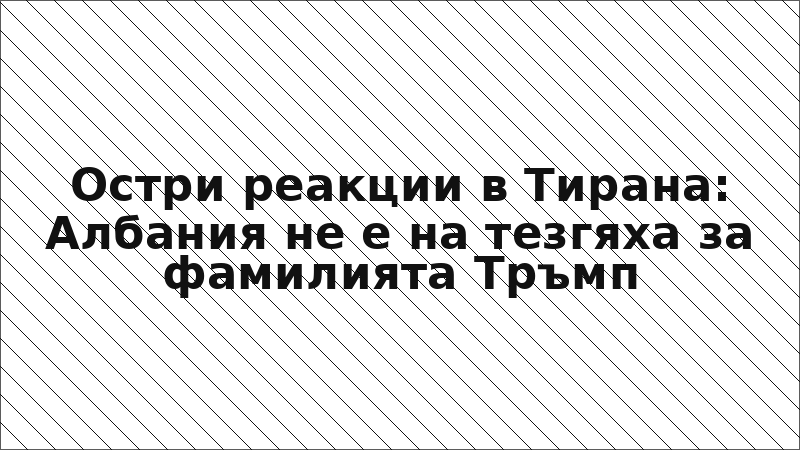 Остри реакции в Тирана: Албания не е на тезгяха за фамилията Тръмп