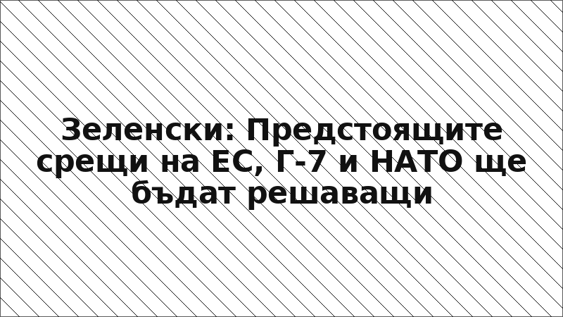 Зеленски: Предстоящите срещи на ЕС, Г-7 и НАТО ще бъдат решаващи