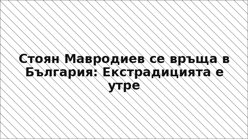 Стоян Мавродиев се връща в България: Екстрадицията е утре