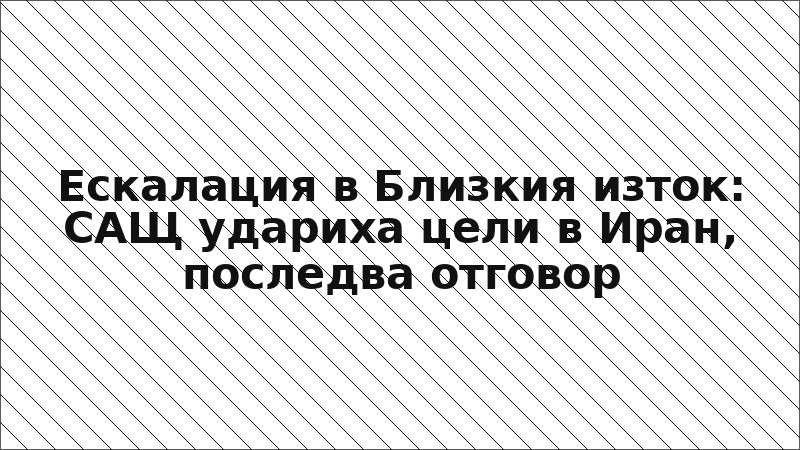Ескалация в Близкия изток: САЩ удариха цели в Иран, последва отговор