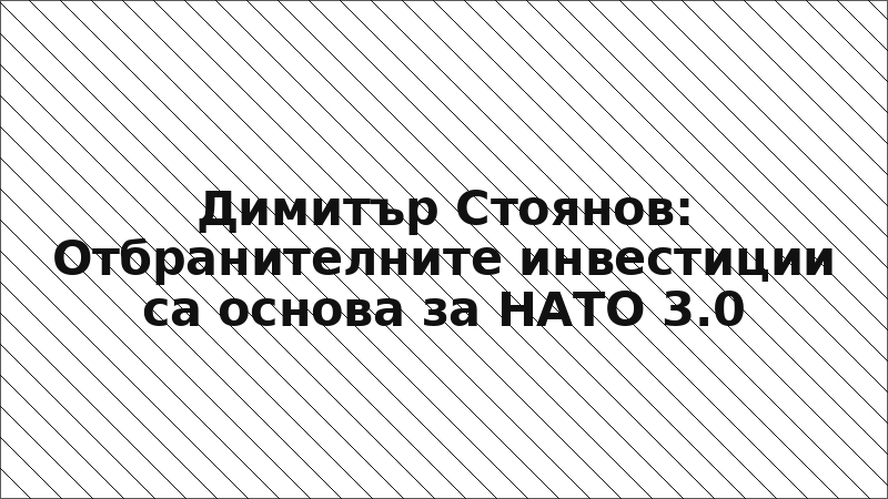 Димитър Стоянов: Отбранителните инвестиции са основа за НАТО 3.0