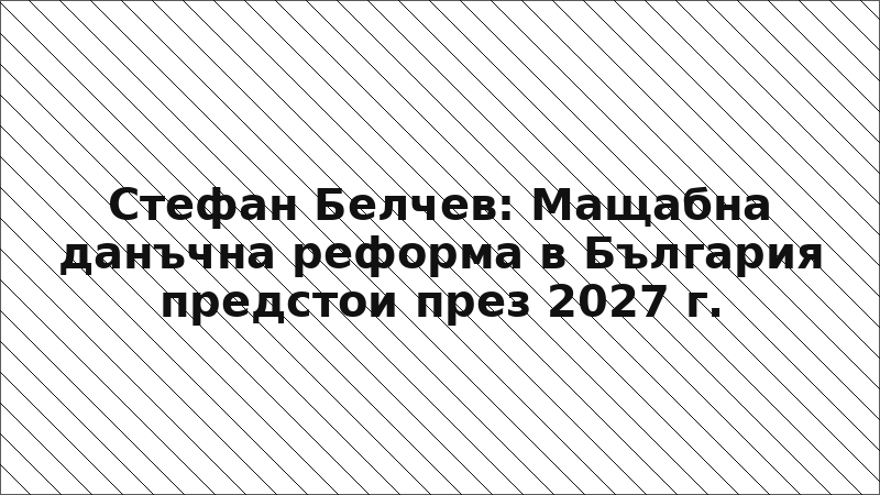 Стефан Белчев: Мащабна данъчна реформа в България предстои през 2027 г.