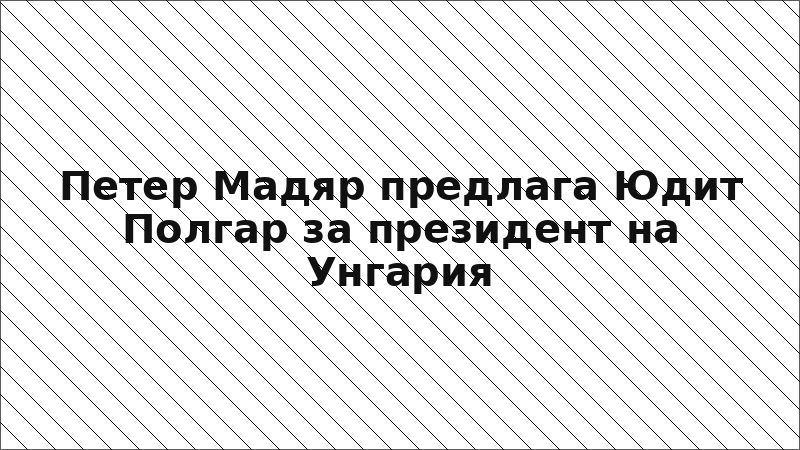 Петер Мадяр предлага Юдит Полгар за президент на Унгария