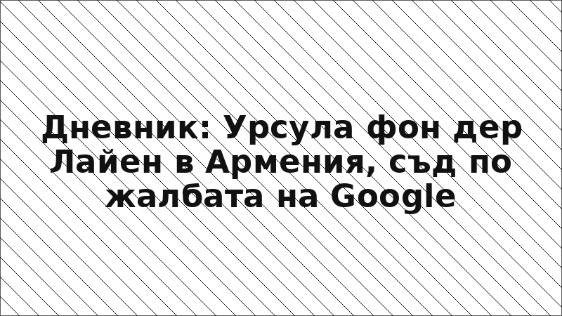 Дневник: Урсула фон дер Лайен в Армения, съд по жалбата на Google