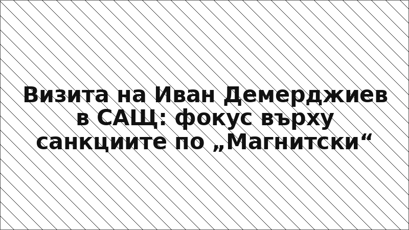 Визита на Иван Демерджиев в САЩ: фокус върху санкциите по „Магнитски“