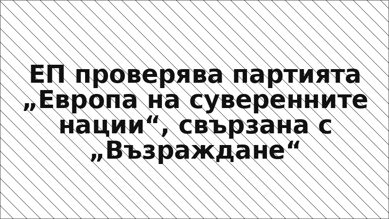 ЕП проверява партията „Европа на суверенните нации“, свързана с „Възраждане“