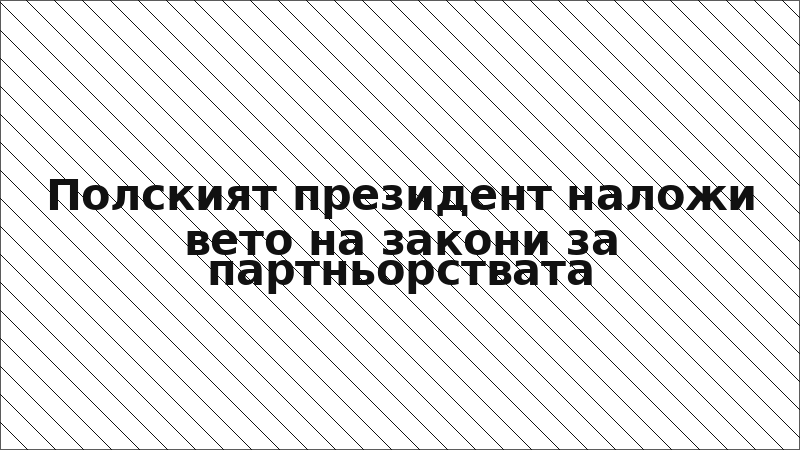 Полският президент наложи вето на закони за партньорствата