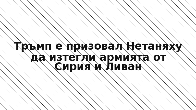 Тръмп е призовал Нетаняху да изтегли армията от Сирия и Ливан