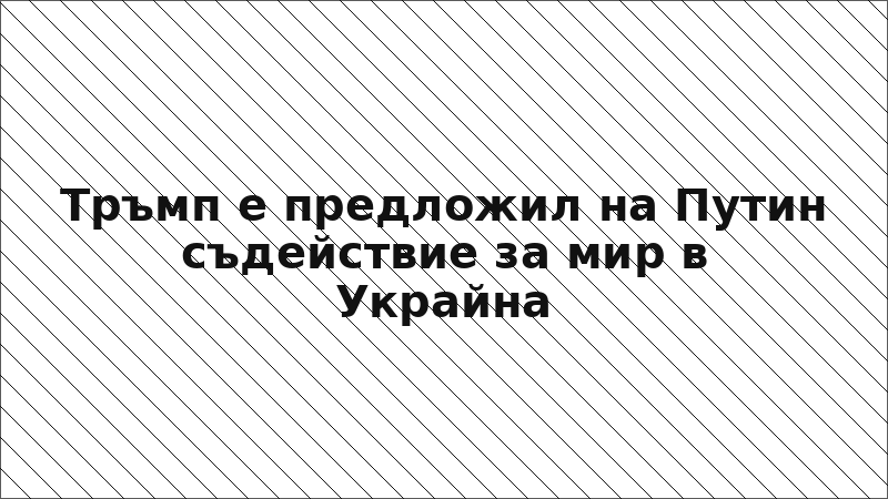Тръмп е предложил на Путин съдействие за мир в Украйна
