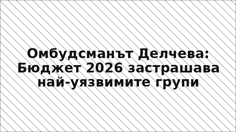 Омбудсманът Делчева: Бюджет 2026 застрашава най-уязвимите групи