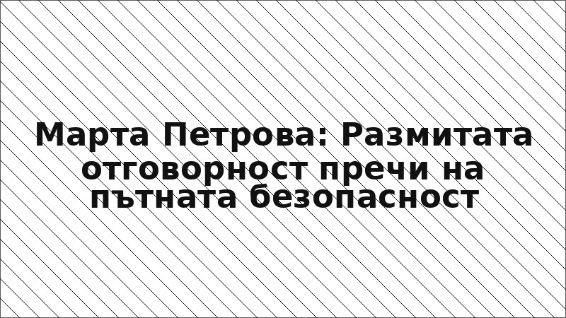 Марта Петрова: Размитата отговорност пречи на пътната безопасност