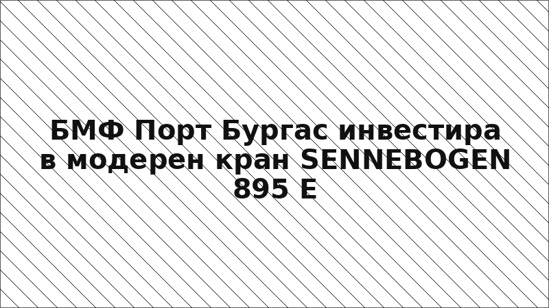БМФ Порт Бургас инвестира в модерен кран SENNEBOGEN 895 E